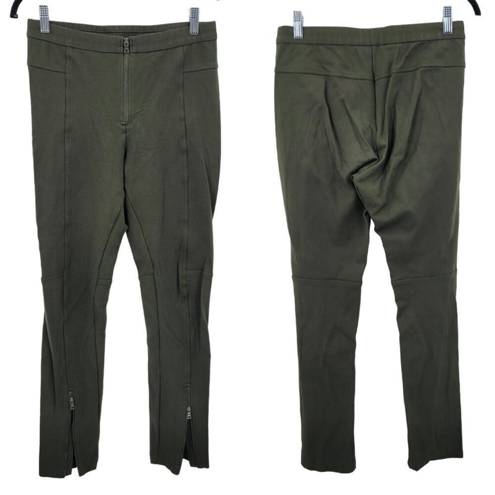 BCBGMaxAzria‎ Christopher Olive Green Leggings Moto Pants M Zipper Detail Baddie